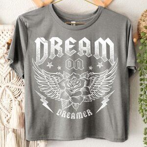 Dream On Dreamer Cropped Graphic Tee